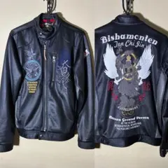 美品 戦武×雅結 毘沙門天ジャージ ライダースジャケット ブルゾン スカジャンM