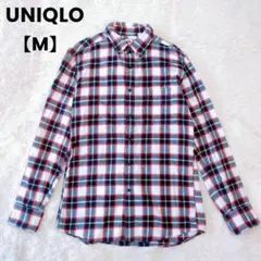 ユニクロ✨フランネルチェックシャツ 長袖 メンズ さわやか 赤青白【M】