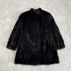 【高級】サガミンク ミンクファーコート ジャケット 毛皮 ダークブラウン着丈80