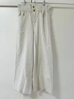 レトロガール ホワイト ワイドパンツ Mサイズ