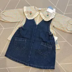 フタフタ　バースデイ　ブラウス　ワンピース　ジャンパースカート　チェック　80