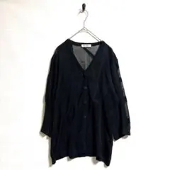 美品ウィムガゼット　ラミーヨーク切替シャツ　リネンシャツ　麻ブラック Whim Gazette（ウィムガゼット）の「ラミーヨーク切替シャツ（シャツ