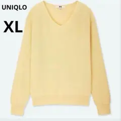 美品 UNIQLO XL コットンカシミヤ Vネック セーター ニット イエロー