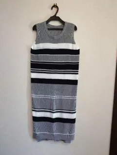 ノースリーブニットロングワンピース