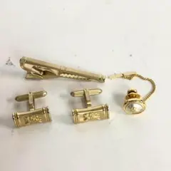 バーバリー カフスボタン ネクタイピン タイタック 3点セット ゴールド