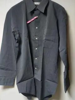 ダークグレー ストライプ 長袖ワイシャツ/LL