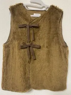 【美品】FREAK'S STORE ファー ベスト ブラウン