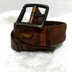 【ヴィンテージ】DIESELディーゼル 牛革 ベルト Dロゴ ブラウン