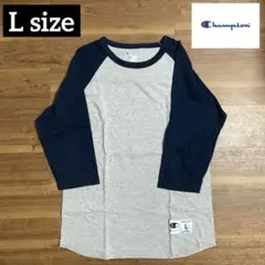 champion Tシャツ　ラグラン　七分袖　グレー　ネイビー　L チャンピオン