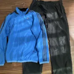 adidas ジャージ上下セット 青/黒　clim cool サイズxo