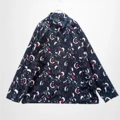 ニコアンド 総柄長袖シャツ ゆったり 【L】コットン100% カジュアル 羽織