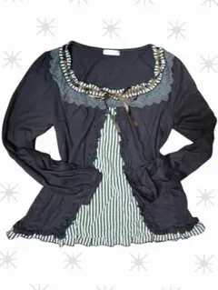 axes femme 　森ガール　長袖トップス　重ね着風Y2K