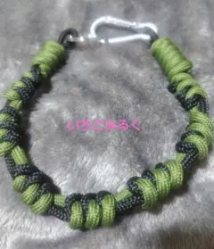 パラコード スマホストラップ グリーン ブラック