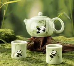 【新品未使用】中国茶器　台湾茶器　 西施壺パンダデザイン茶器セット
