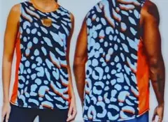zumba タンクトップ 青オレンジ 　M