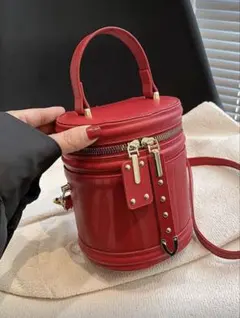 SHEIN シーイン 円筒形 ショルダーバッグ バーガンディ レッド 赤