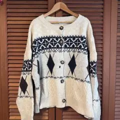 アーガイル柄 ニットカーディガン