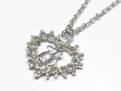 ハート　高品質ガラスストーン　クマ ネックレス　チョーカー　ステンレスチェーン！