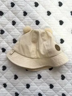 耳付きクリーム色コットン帽子