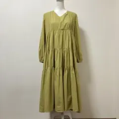 ランダ　ワンピース　秋　ロングワンピース　大人　ティアード　上品