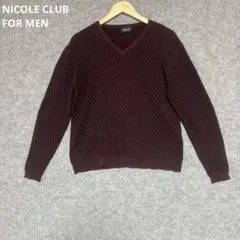 NICOLE CLUB FOR MEN バーガンディ Vネック ニットセーターのサムネイル