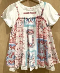 メゾピアノ 苺ハンカチ柄切替Tシャツ イチゴバンダナ - メルカリ
