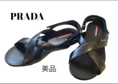 PRADA 黒 サンダル クロスストラップ 美品 箱付