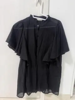 Pyumosso 半袖　黒　シャツ　はおり　透け