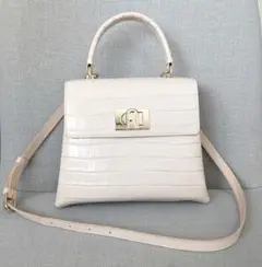 FURLA 1927 トップハンドル クロコ ハンドバッグ 入学式 卒業式