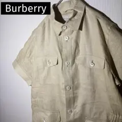 バーバリー（Burberry）　ベージュ 半袖シャツ 4ポケット　麻　希少　 L