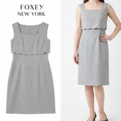 Q247 M フォクシー ロゴプレート スカラップ 上品 ワンピース レディース
