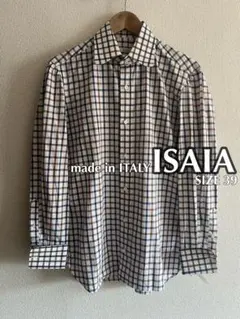 ISAIA イザイア イタリア製 チェック シャツ 39 ダブルカフ