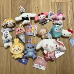 サンリオ、ちぃかわ、スティッチ、カービィ等ミニぬいぐるみ12点まとめ売り