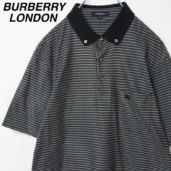【ボーダー柄】バーバリーロンドン BDポロシャツ 刺繍ロゴ L 三陽商会 正規品