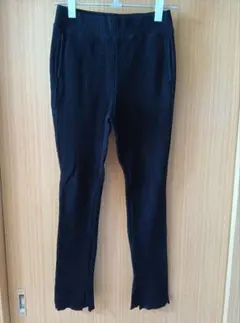 【美品】UNIQLO　リブ編み　黒　スキニーパンツ　ストレッチ素材