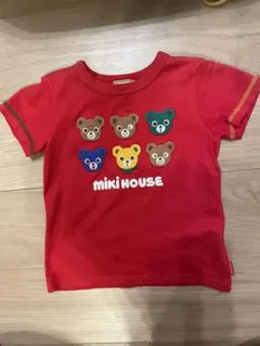 Miki House 赤 クマ刺繍 Tシャツ 100cm ミキハウス　ダブルビー