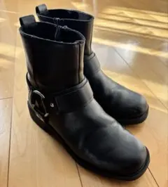 【ZARA】キッズ　ブラックレザーブーツ　ジッパー付き　EUR33（約21cm）