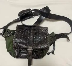 archive PRADA スタッズ　ナイロン　レザー　ショルダーバッグ