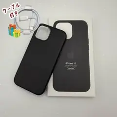 純正互換品-iPhone15 レザーケース- ブラック　318