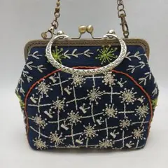 【1点もの】新型がま口ポシェット/ darkmix☆ミナペルホネン ハンドメイド 1点もの】新型がま口ポシェット/ darkmix☆ミナペルホネン