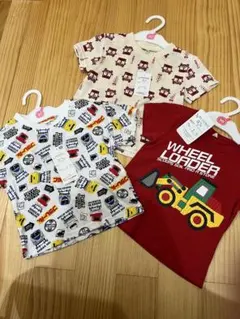 【新品未使用】ベビー用Tシャツ 乗り物デザイン 90cm セット