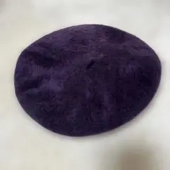 ベレー帽　パープル　ラビットファー