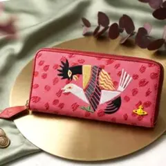 希少 Vivienne Westwood 長財布 チキンハグ刺繍 ピンク オーブ