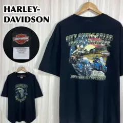 ☆希少☆ハーレーダビッドソン イーグル 両面プリント 半袖Tシャツ ブラック