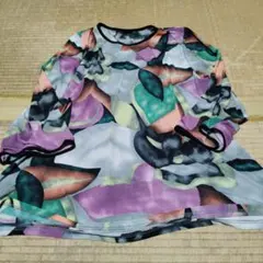 多色抽象パターン長袖Tシャツ