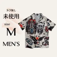 タグ無し 未使用 MEN'S 波手シャツ Mサイズ