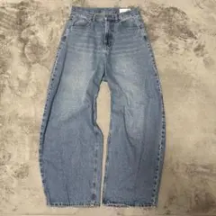 LAKOLE ワイドデニムパンツ ライトブルー Lサイズのサムネイル