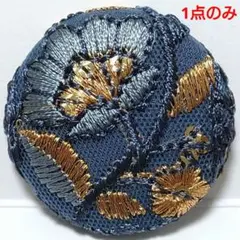 【1点のみ】インド刺繍　№4668　深青×ゴールド　㊳ミリのサムネイル