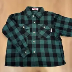 ミキハウス チェック 緑 ネルシャツ 110