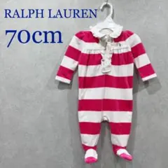 新品6M/70cm【ラルフローレン】ボーダーベロアカバーオール329